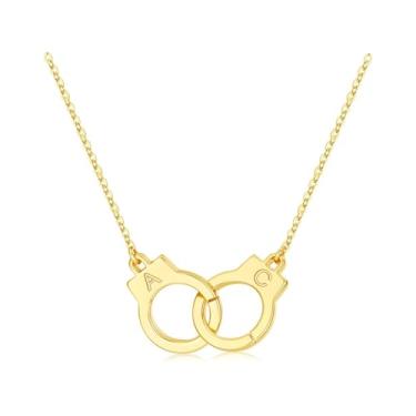 Imagem de M MOOHAM Colar feminino com duas iniciais algemas, banhado a ouro 14K, duas letras, amizade, melhor amigo, joias personalizadas, presentes de aniversário para mulheres, melhores amigas, casais, Latão