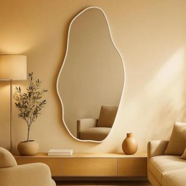 Imagem de Espelho Grande Orgânico 115x60 Decoração Corpo Inteiro com Moldura de 