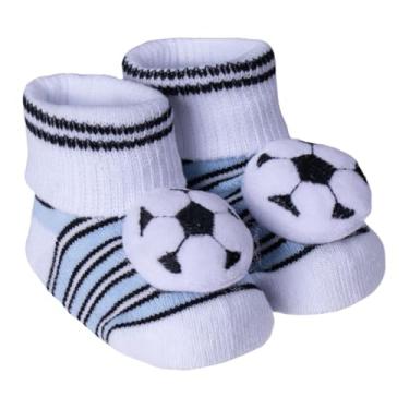 Imagem de Meia Pantufa Bichinho Recém Nascido Maternidade Enxoval Algodao Dallf (Azul/Branco, Rn)