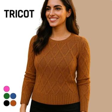 Imagem de Blusa Suéter Elegante Feminina Tricot Manga Longa Casual - Vitrine Col