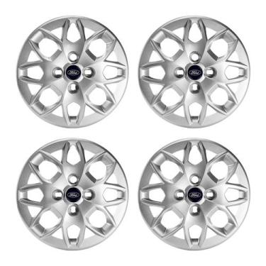 Imagem de Jogo Calota Aro 14 Ka Sedan 16 17 Emblema Resinado Azul - GFM