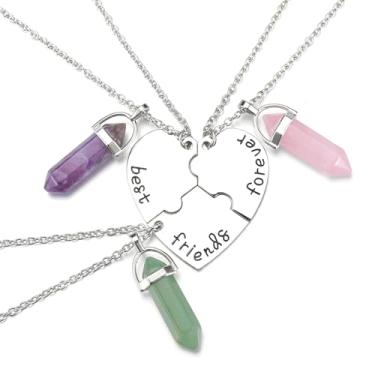 Imagem de GEHECRST Colar de melhor amigo combinando coração amizade BFF colares de cristal cura para mulheres Best Friend Forever coração pingente colares joias presentes, Small, Pedra, Cristal