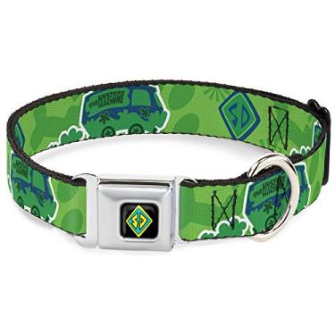 Imagem de Coleira de cachorro fivela de cinto de segurança Scooby Doo Mystery Machine Dog Tag Colagem Verde Azul 38 a 66 centímetros 2,5 cm de largura