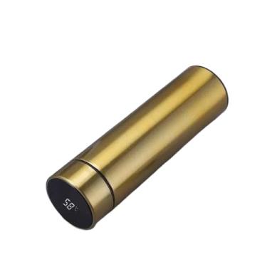 Imagem de Garrafa Térmica 500ml Portátil Termômetro Inox Display Led Material de Aço Inoxidável, (Cores Sortidas) (Dourado)