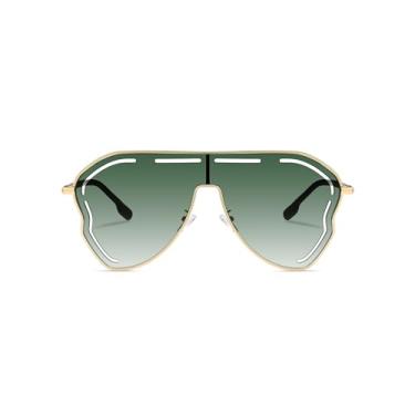 Imagem de KAJILA Óculos de sol femininos modernos, óculos de sol grandes, lentes de proteção UV400 de 69 mm com armação de metal (98271), Verde
