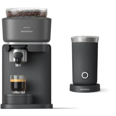 Imagem de Philips Baristina Máquina de café expresso e batedor de leite café expresso real. Cafeteira compacta, porta-filtros, trituradora, café creme. Espuma de leite láctea e não láctea. Quente e frio. Fácil