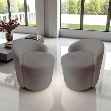 Imagem de Kit 2 Poltronas Decorativa Yara Orgânica Suede Capuccino - Mazzero Dec