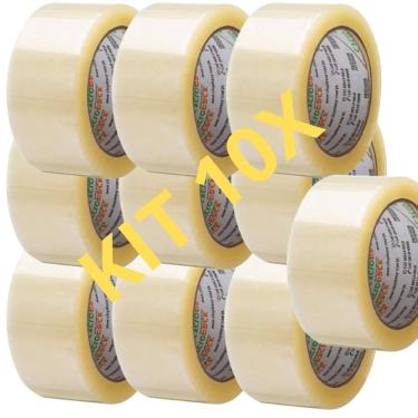 Imagem de Fita Adesiva Transparente Larga 45 X 100M Resistente Kit C10