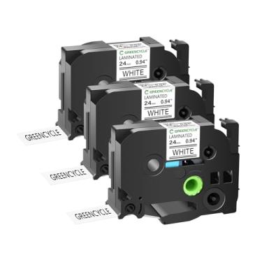 Imagem de GREENCYCLE Fita de etiqueta TZe-251 de 24 mm compatível com Brother P-Touch TZe251 Fita adesiva 24 mm 0,94 branca laminada TZe TZ de 2,5 cm para Ptouch PT-D600 D610BT P700 P710BT P750W, pacote com 3