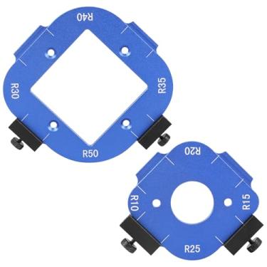 Imagem de LZVXTYM Modelo de raio de canto de roteador, gabarito guia R10/R15/R20/R25/R30/R35/R40/R50, modelos de fresa de liga de alumínio, cortador de filete e arco para projetos de roteamento de bordas de