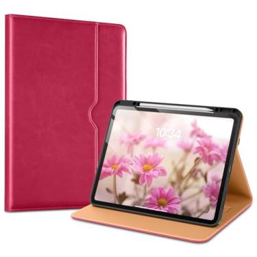 Imagem de VIKESI Capa para iPad Pro 13 (M4) 2024, capa de couro com suporte para Apple Pencil, despertar/hibernar automaticamente, vários ângulos de visualização, alça e bolso embutidos, pêssego