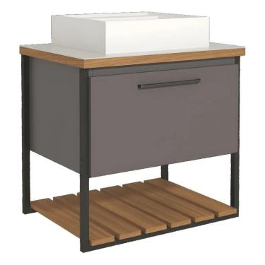 Imagem de Armário Para Banheiro Mdf Aço 1 Porta 1 Prateleira Titanium