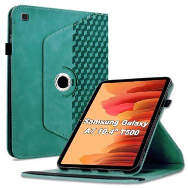 Imagem de Varohix Capa para Samsung Galaxy Tab A7 10,4 polegadas modelo 2020 (SM-T500/T505/T507), capa protetora de couro PU com rotação de 360 graus com hibernar/despertar automático, porta-cartão e alça de