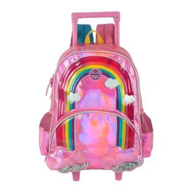 Imagem de Mochila Escolar de Carrinho Infantil Luxcel UP4YOU Arco-íris, Pink