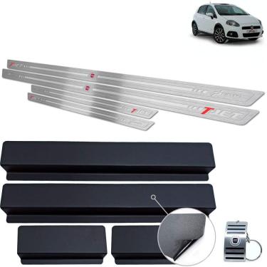 Imagem de Soleira Inox Fiat Punto T-Jet 2007 A 2012 Prata Alto Relevo