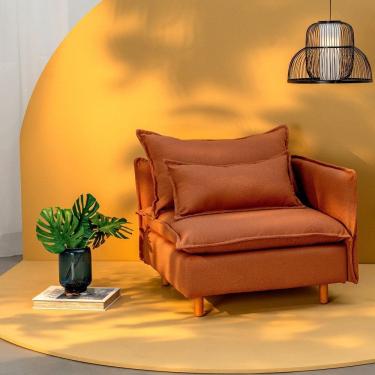 Imagem de Sofá Modular Braço Lateral com Pé Madeira Sôma Cabecasa Madeiramadeira Mocha Mousse