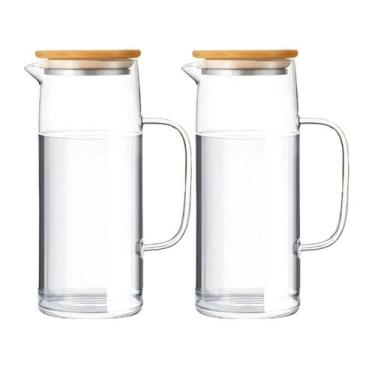 Imagem de Kit 2 Jarras De Vidro Borossilicato Luiza Tampa Bambu 1,2L - Vista Hom