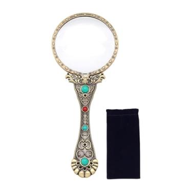 Imagem de harayaa Lupa retrô para auxílio de leitura, ferramenta leve e vintage para identificação de padrões finos, lupa para entusiastas de artesanato, Bronze Verde