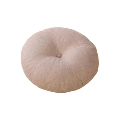 Imagem de pufe Almofada de tecido redondo futon linho espessado almofada chão japonesa(Khaki,40x40x10cm)