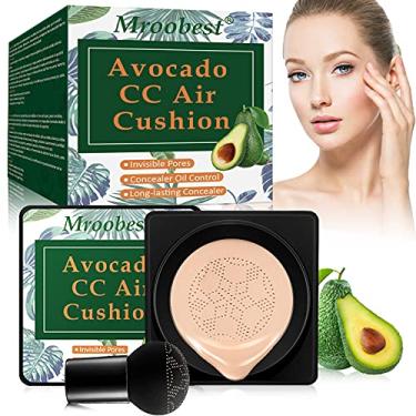 Imagem de Mroobest Bb Mushroom Air Cushion, Creme Bb/Cc De Abacate, Base Nude Duradoura Para O Dia Todo, Base De Maquiagem Para Tom De Pele Uniforme, Fácil De Aplicar, Fino, Úmido