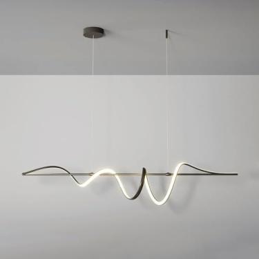 Imagem de Luminária pendente LED regulável, luz de teto de 47,24 polegadas, com controle remoto, luminárias pendentes de 3000K-6000K, lâmpadas de lustre