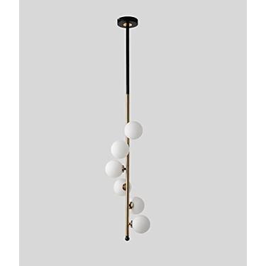 Imagem de lâmpada Criativo Espiral Teto Lustre Bola De Vidro Droplight Sofá Cabeceira Lâmpada De Pé Sala De Estar Quarto Teto Pendurado Luzes (Cor : Tamanho : Branco Quente) (Lustre Branco Quente)