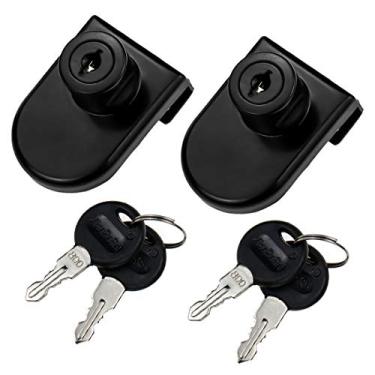 Imagem de LC LICTOP Fechadura sem furadeira para vidro de 0,5 a 0,8 cm, chave semelhante - montagem de porta a placa, 2 conjuntos ovais pretos de 5 x 3 cm, trava de vidro de liga de zinco para armário de