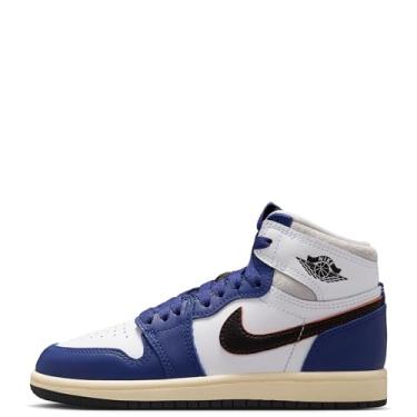 Imagem de Tênis pré-escolar Air Jordan 1 Retro High OG Rare Deep Royal Blue (branco/preto/cinza neutro/azul escuro), Branco, 16