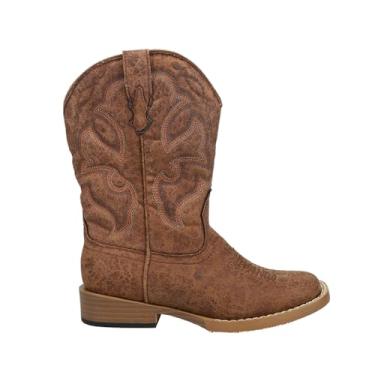 Imagem de Bota de cowboy básica Roper Scout bico quadrado (bebê/criança/criança pequena/criança grande), Tan, 2 Little Kid
