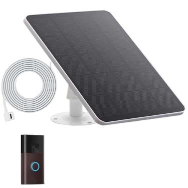 Imagem de Carregamento solar compatível com campainha de bateria Ring com um conector de alimentação USB-C. Carregador solar anel para campainha de bateria (branco)