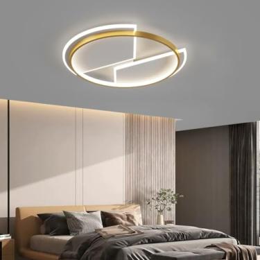 Imagem de Luminária de teto LED redonda 52W iluminação interna regulável teto Lâmpada com controle remoto 3000K-6500K metal preto decoração criativa sala de jantar quarto sala de estar cozinha Luminár