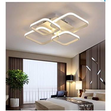 Imagem de Luminária de teto embutida para sala de estar, quarto, corredor, luminária suspensa interna regulável com controle remoto, design quadrado moderno, abajur de acrílico para cozinha, sala de e