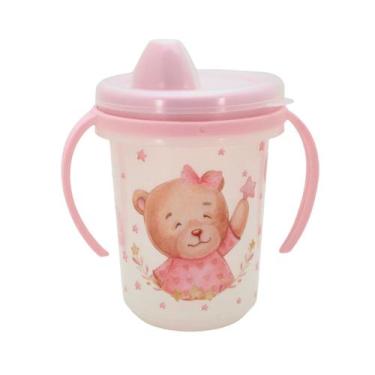 Imagem de Caneca Infantil Bico Rígido 330 ML Original Plasútil, Ursinha Rosa Com