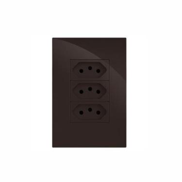 Imagem de Cj tomada tripla 20a recta chocolate gloss brilhante - BLUX