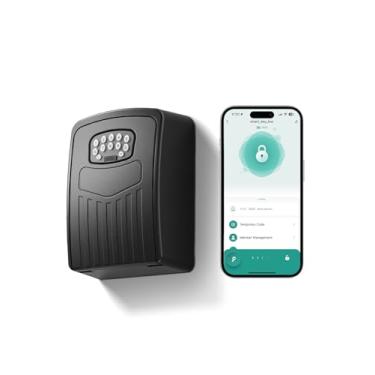 Imagem de Caixa de bloqueio de chave Bluetooth, cofre de chave de metal de grande capacidade com controle de rabisco e aplicativo, armazenamento de chaves protegido por senha antifurto para casa/escritório