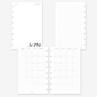 Imagem de MAY PAPER CO. Recarga de agenda mensal de meia letra 2026, refil de agenda mensal em duas páginas para caderno de 8 discos Levenger Circa Junior, Arc by Staples, TUL Junior 14 x 21 (meses separáveis