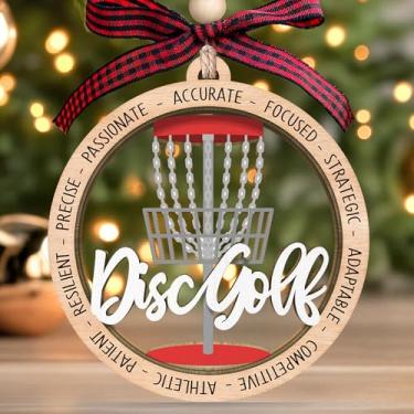 Imagem de MAPDTWO Ornamento de disco de golfe - Ornamentos de golfe de disco para árvore de Natal, enfeites de Natal para golfistas - Presentes de golfe de Frisbee para ele, homens, marido, amantes - Presentes