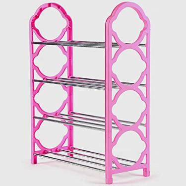 Imagem de Prateleira de sapato, sapateira, sapateira, simples, multicamadas, armários de metal de alumínio, fácil de instalar, suporte de armazenamento, móveis para casa (cor: rosa 1)