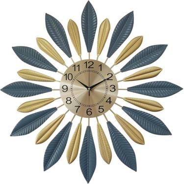 Imagem de WYUYIWH Relógio de parede arte moderna grande relógio de parede decorativo de metal, relógios grandes silenciosos sem tique-taque, decorações de casa modernas para sala de estar, quarto, sala de