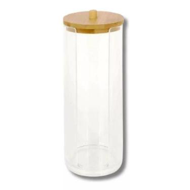 Imagem de Organizador Porta Algodao Disco Acrilico E Bambu 7x18cm - Decora
