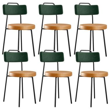 Imagem de Kit 6 Cadeiras Cozinha Sala Jantar Barcelona L02 Facto Verde Musgo Couríssimo Whisky - Lyam Decor