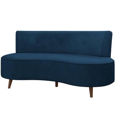 Imagem de Sofá Chaise Living 2 Lugares 160cm para Sala Istambul K01 Veludo Azul Marinho - Lyam Decor