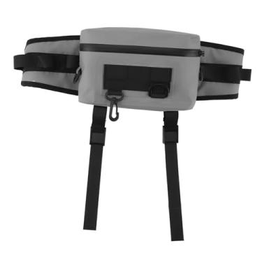 Imagem de Pochete de pesca com alça ajustável, suporte para vara de pescar, grande capacidade, pochete leve para pesca, caminhadas, viagens, Cinza, Tradicional