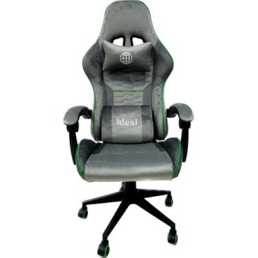 Imagem de Cadeira Gamer, Veludo, Espuma 22D, Escritório e Gaming, Reclinável, Apoio de Braço e Almofada Lombar, Elevação a Gás Classe 2, Rodas de PU, Suporta até 120 kg, Espuma Regenerativa Alta Densidade