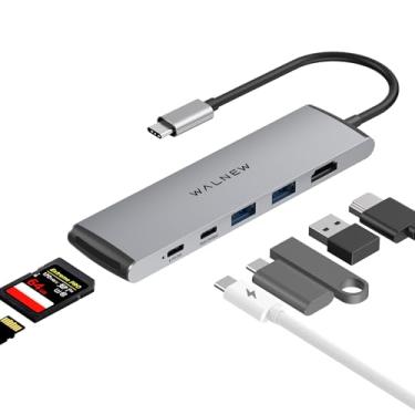Imagem de Hub USB C, estação de ancoragem USB-C WALNEW 7 em 1 com HDMI 4K, PD de 100 W, 3 portas de dados de 5 Gbps (1 USBC e 2 USB 3.0), leitor de cartão TF/SD, hub USB para laptop, MacBook Pro/Air/Mac/Dell/HP
