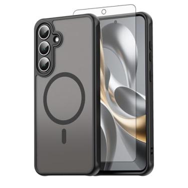 Imagem de Asuwish Capa de telefone para Samsung Galaxy S25 FE 5G, compatível com Magsafe magnético, translúcido fosco antiimpressão digital, capa protetora à prova de quedas de grau militar S 25 EF S25FE 25S