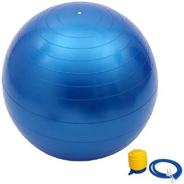 Imagem de Bola de Pilates e Yoga com Bomba de Ar Antiderrapante para Exercícios e Alongamentos 65cm (Azul)