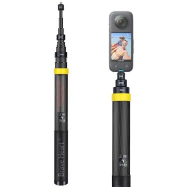 Imagem de Rukkawwa Bastão de selfie invisível de fibra de carbono estendida de 3 m para Insta360 Insta 360 X5/X4/X3/X2/ONE R/RS para acessórios GoPro Max para DJI OSMO 360 (Amarelo)