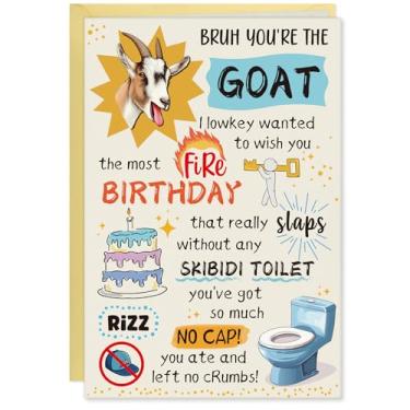 Imagem de FLYAB Cartões de aniversário engraçados - Cartão de aniversário ecológico com envelope Skibidi WC presente de aniversário bem-humorado para adolescentes da Geração Z (14 x 20 cm)