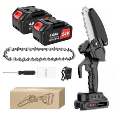 Imagem de Mini motosserra elétrica portátil sem fio pequena motosserra portátil para aparar madeira de árvores, casa e jardim